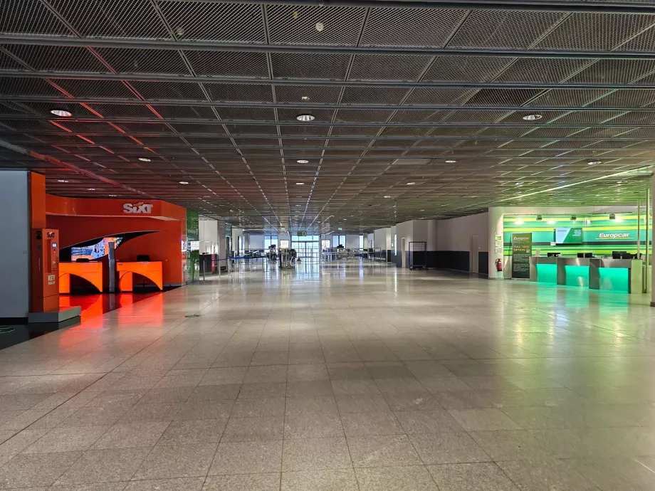 Car rental counters in the arrivals terminal