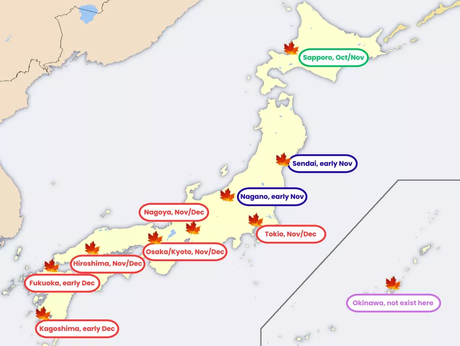 Map of Japanese autumn foliage