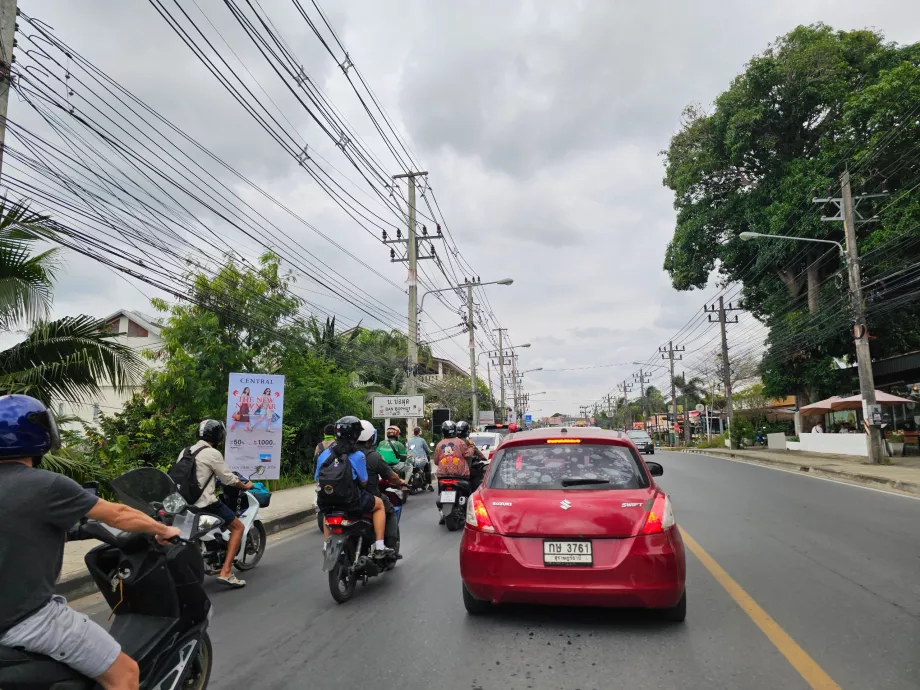 Traffic on the main road around the island