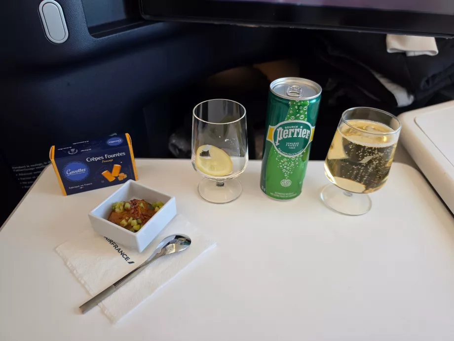 First stop: nuts, biscuits and drinks