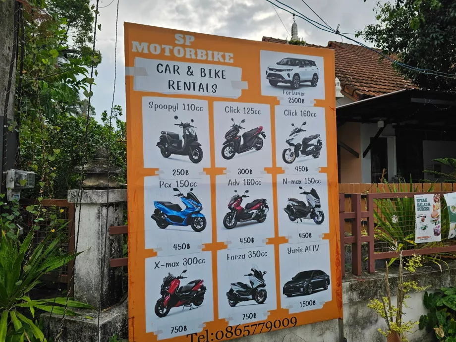 Scooter prices on Koh Samui