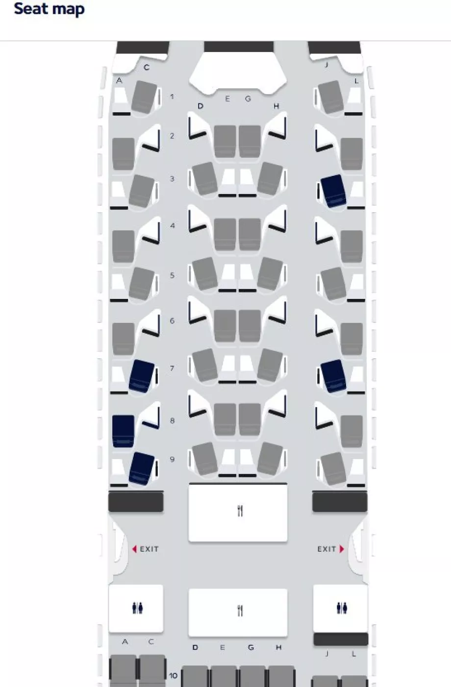 Seat Map: old business class