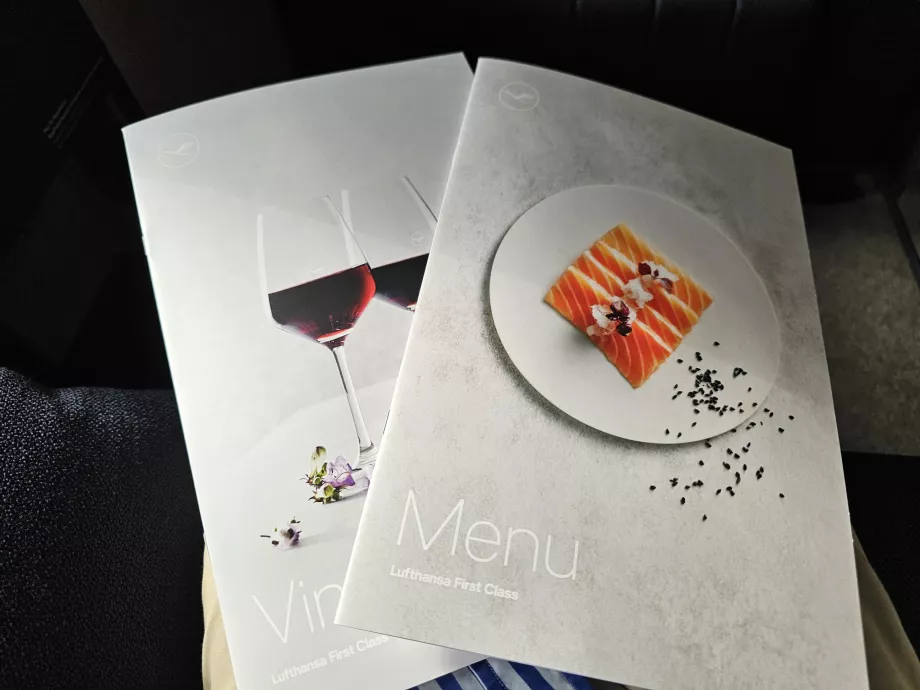 Printed menu and wine list