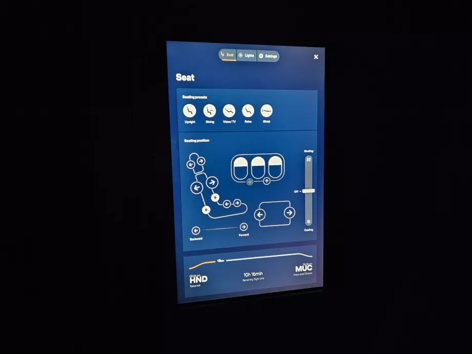 Seat control via tablet