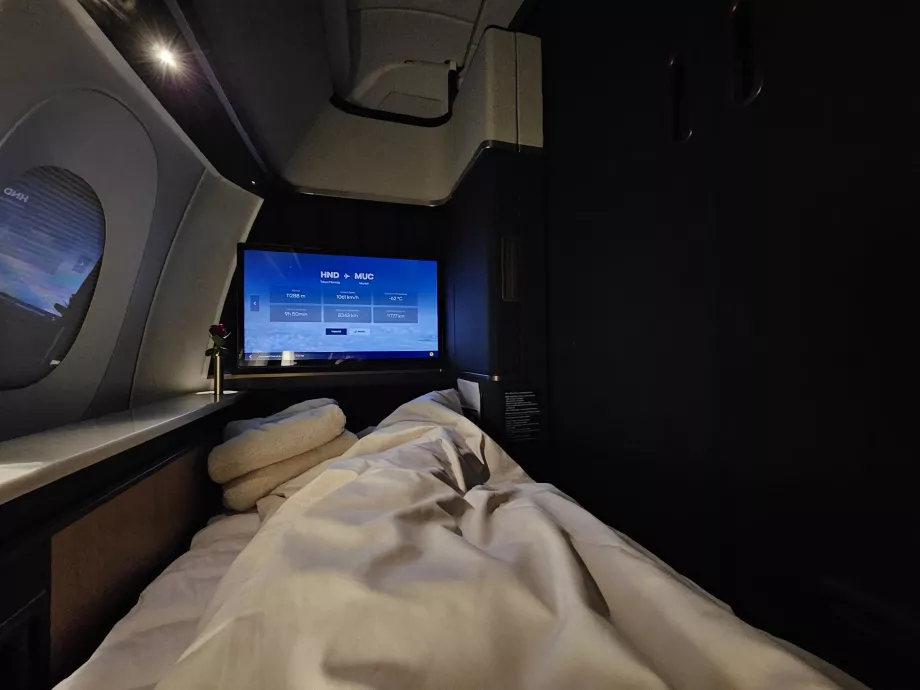 Sofa unfolded into a bed