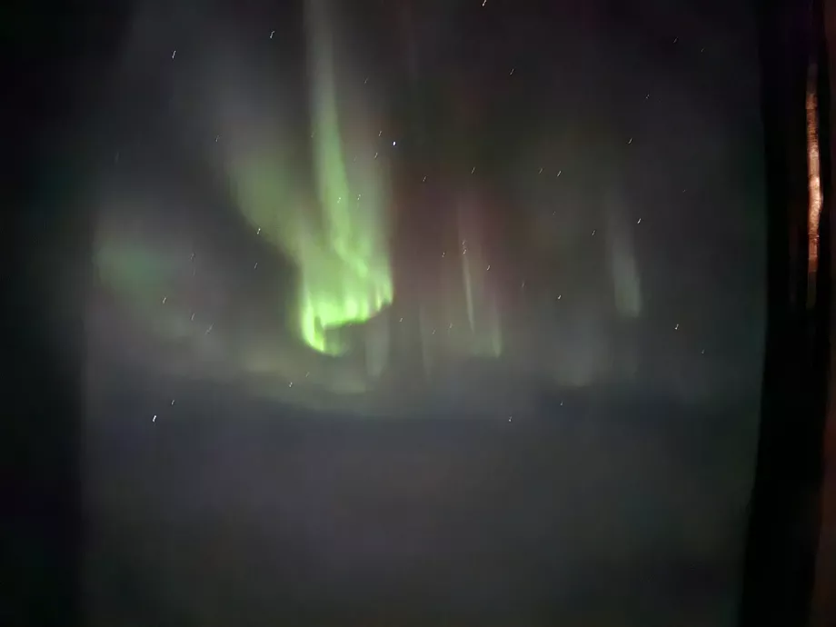 Aurora borealis in flight