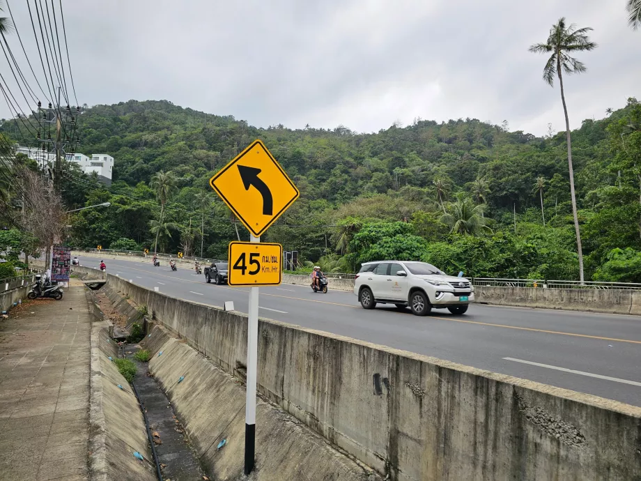 Traffic signs along the main road