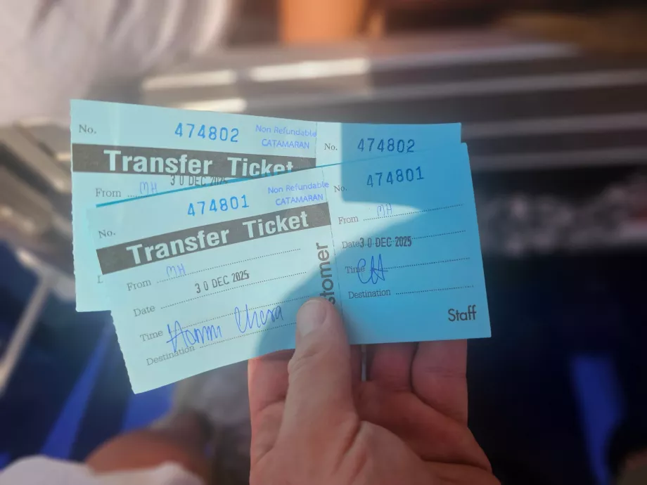 Transfer Ticket from the pier to the hotel