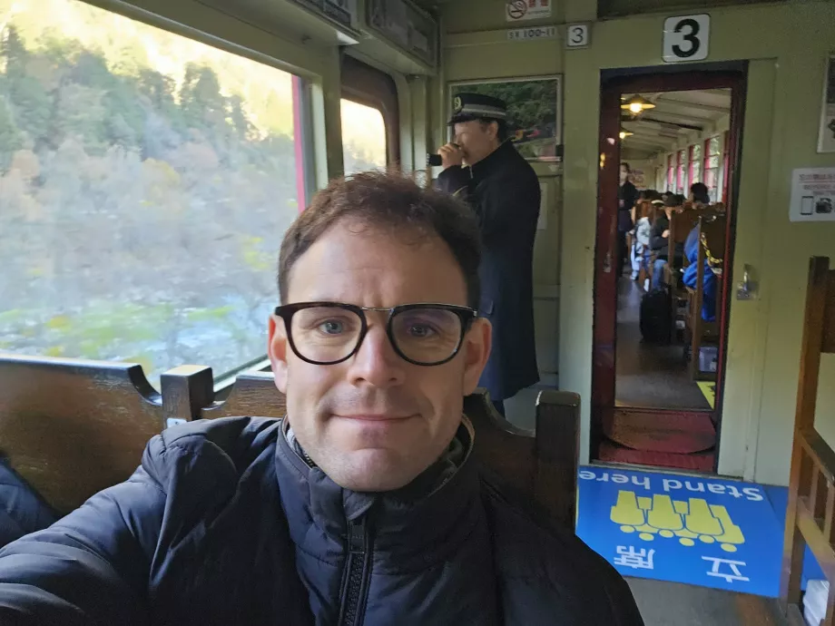 Me on the romantic Sagano train
