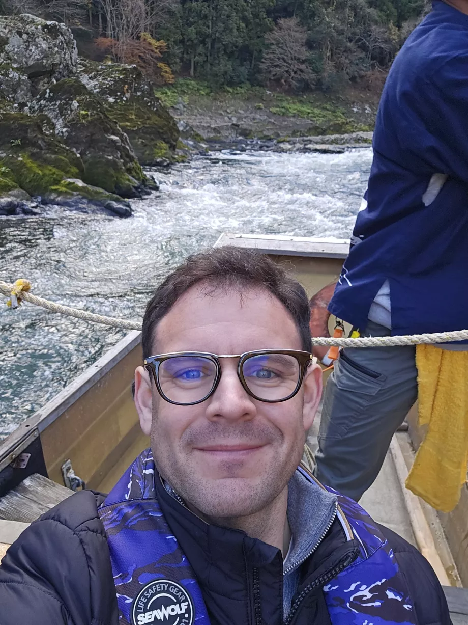 Me on a boat on the Hozugawa River