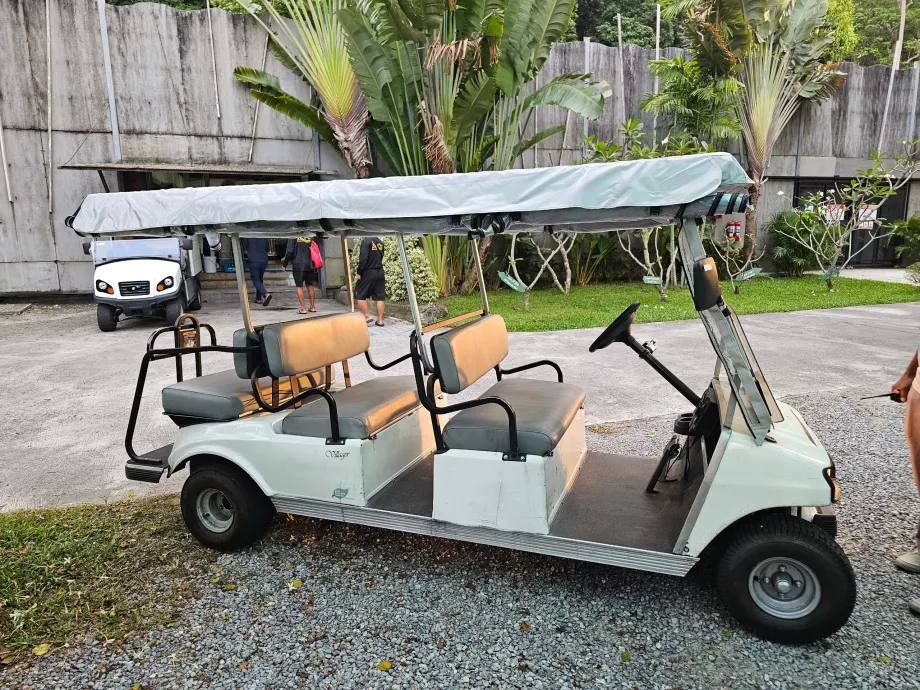 Golf trolley for transport around the resort