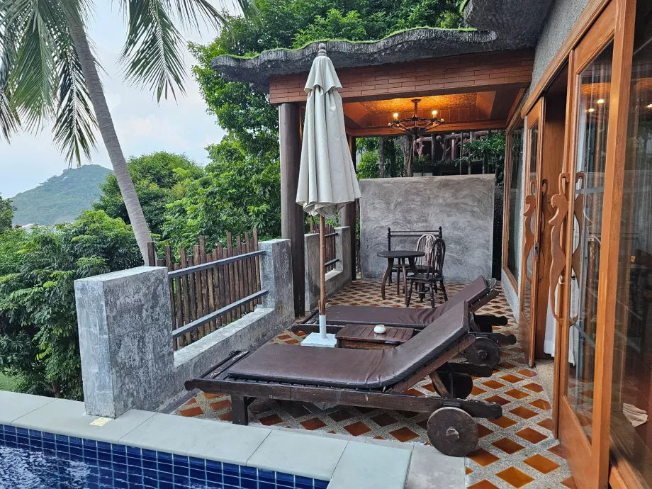 Terrace with deck chairs