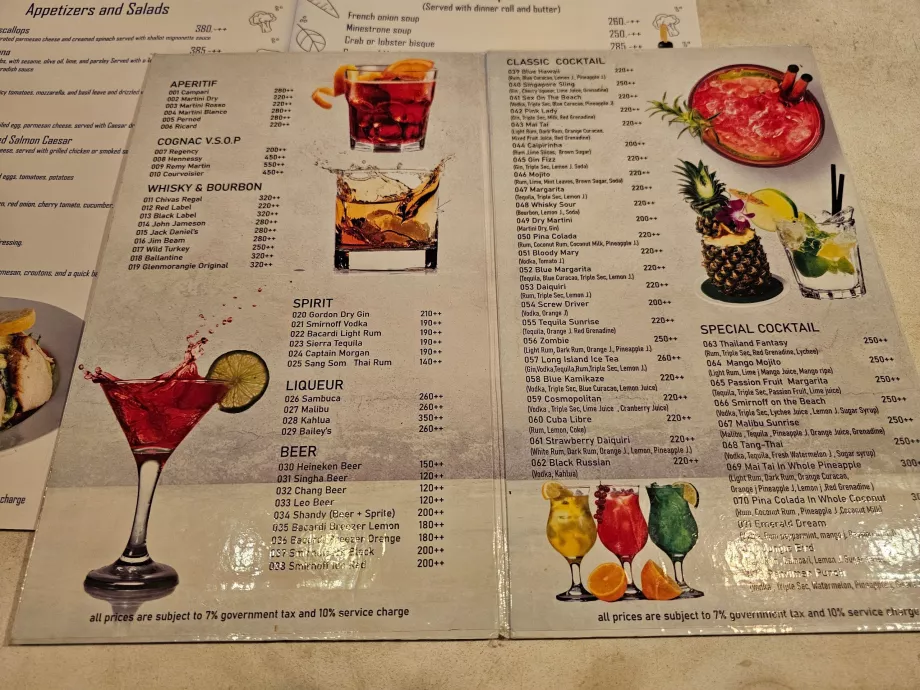 Drink menu