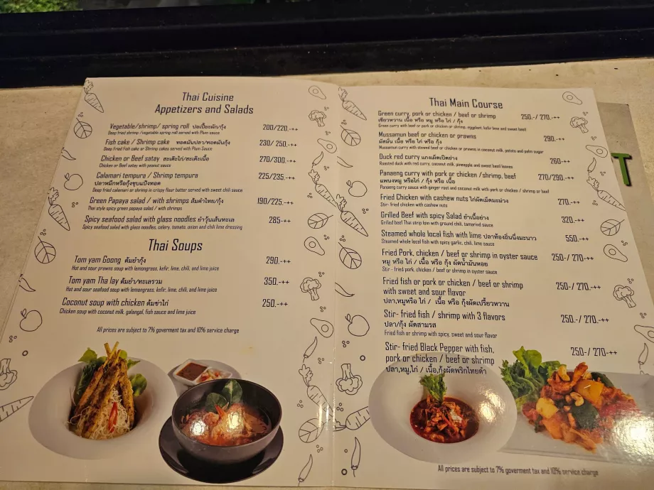 Menu - Thai specialities