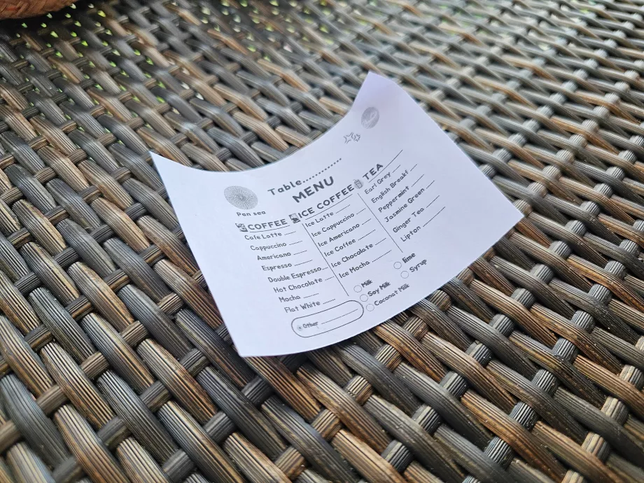 Breakfast: coffe menu