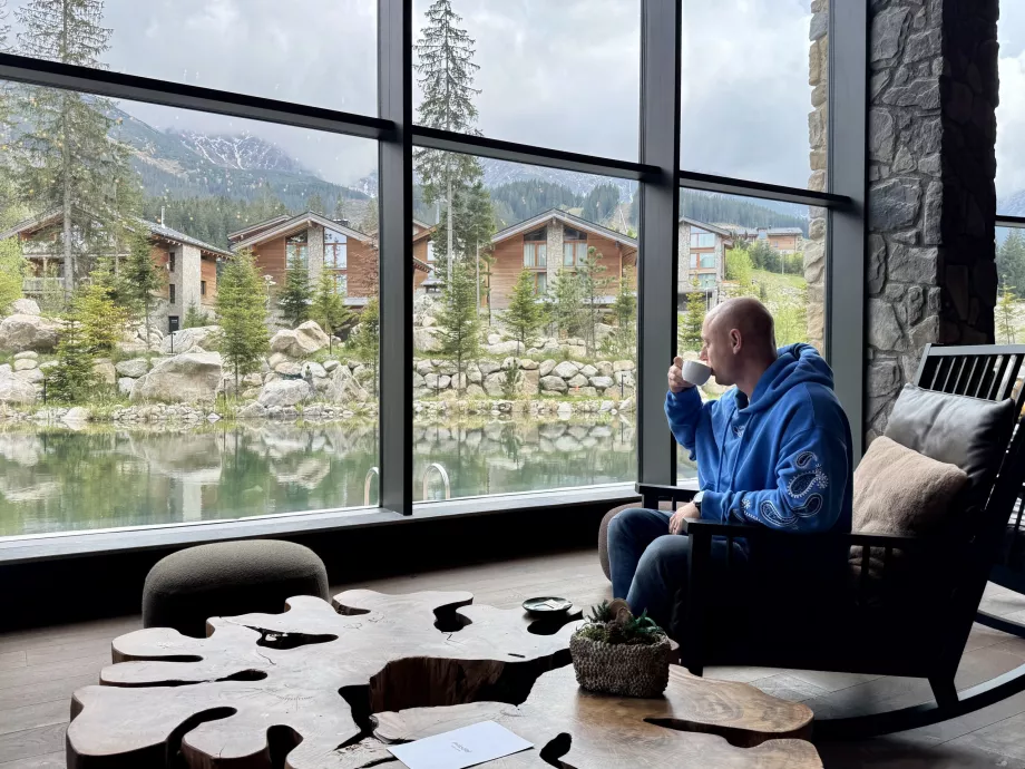 Lobby area with a view of the Low Tatras