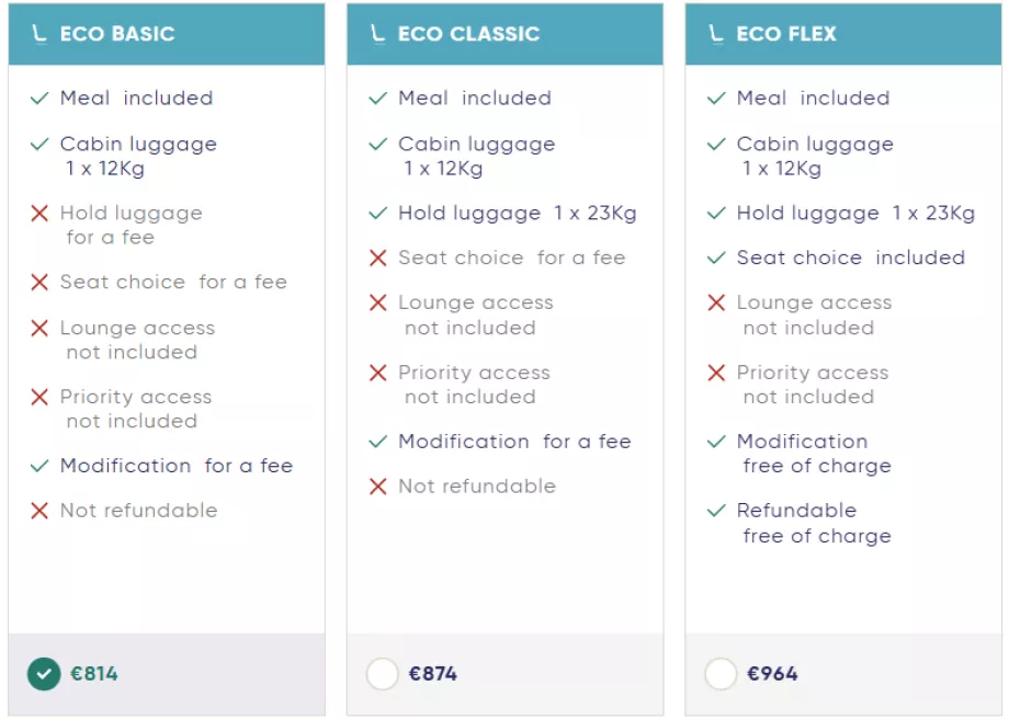 Corsair tariff classes