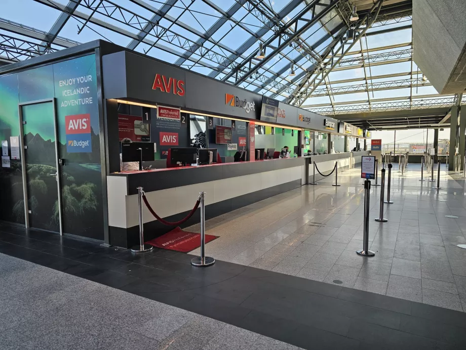 Car rental counters in the arrivals hall