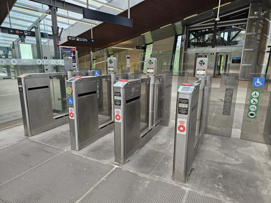 Turnstiles at the entrance to the station