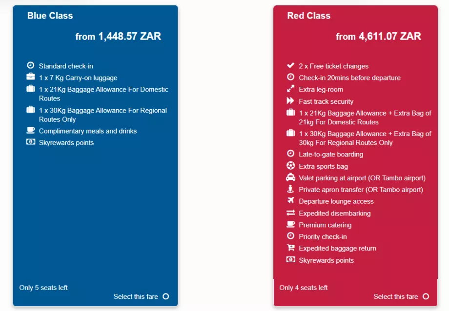 CemAir tariff classes