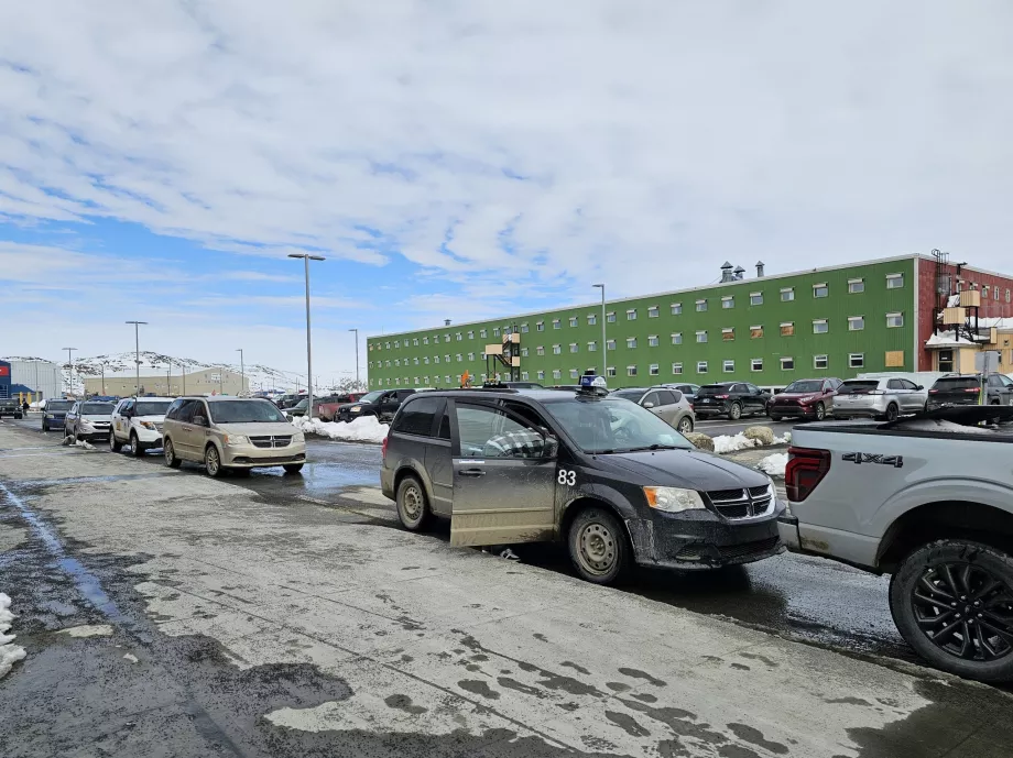 Taxi in front of the arrival hall