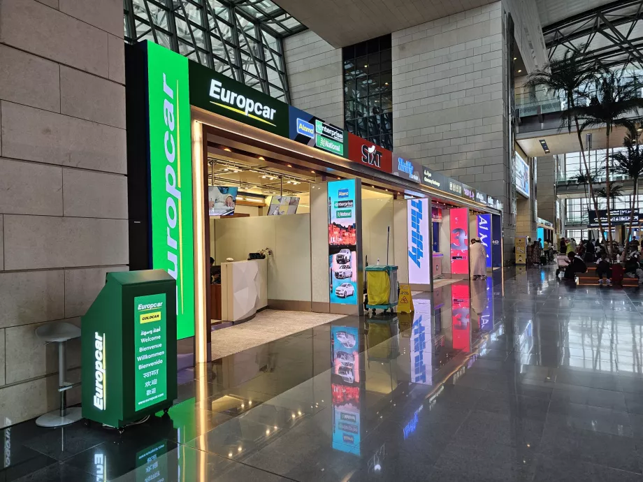 Car rental counters in the arrivals hall