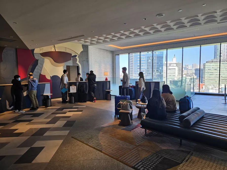 Hotel reception on the 12th floor