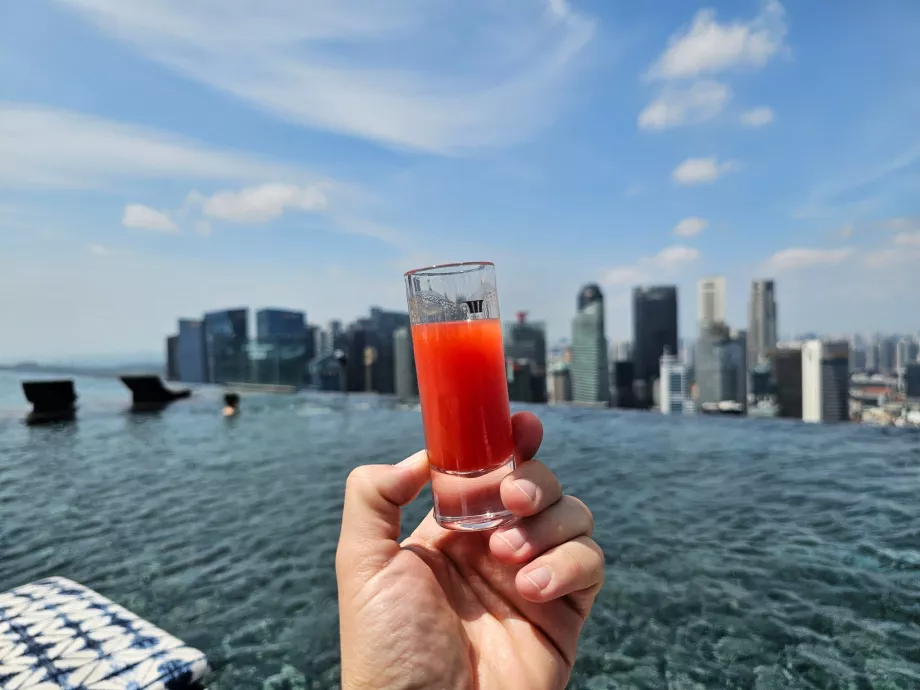 Complimentary drink by the pool