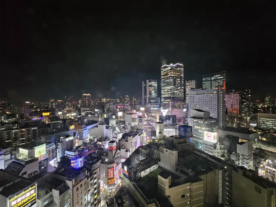 View from the room on the 18th floor during the night
