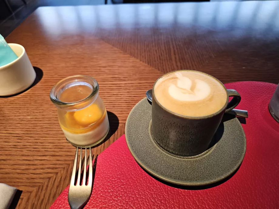 Breakfast - cappuccino and yoghurt