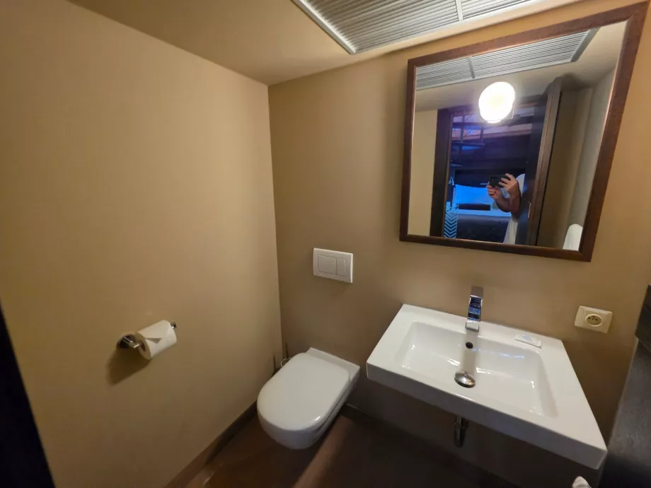 A toilet in the bedroom