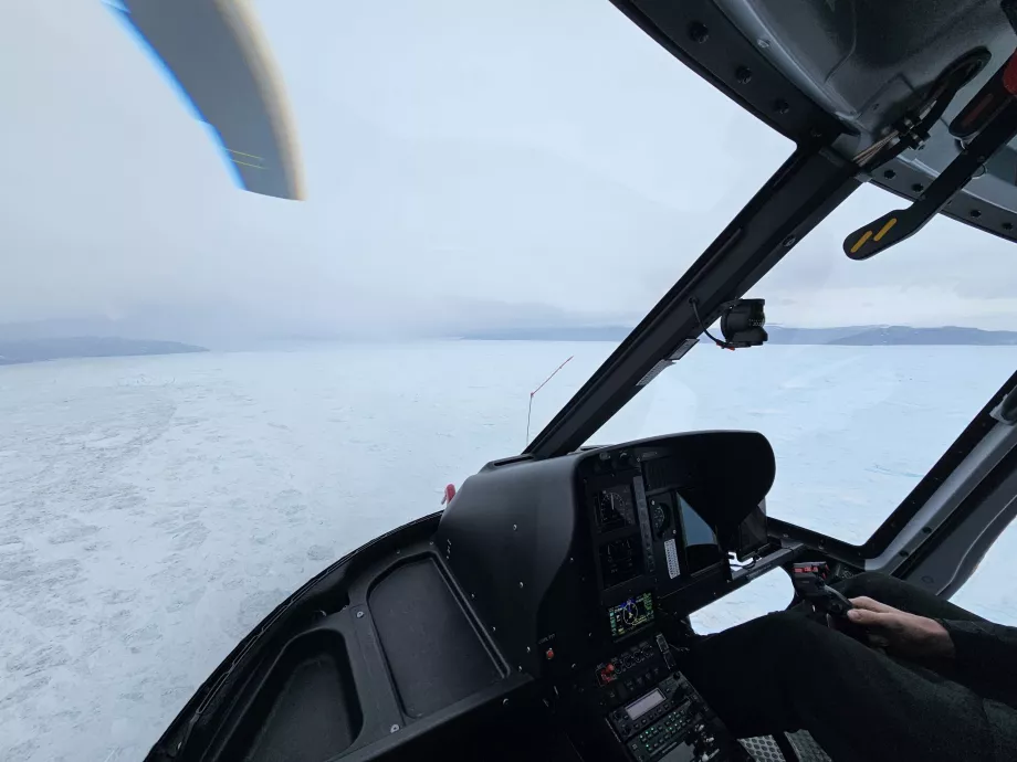 Helicopter cockpit, Kangia Helicopter Tour