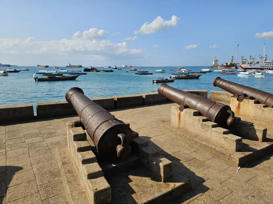 Historical cannons on the Forodhani promenade