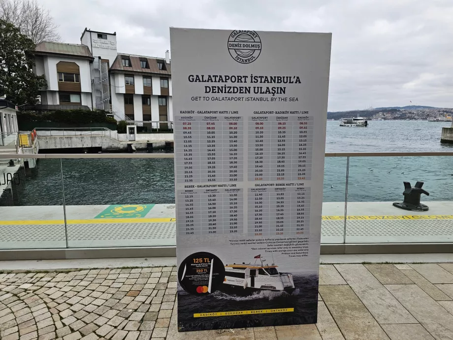 Timetable of tourist cruises on the Bosphorus