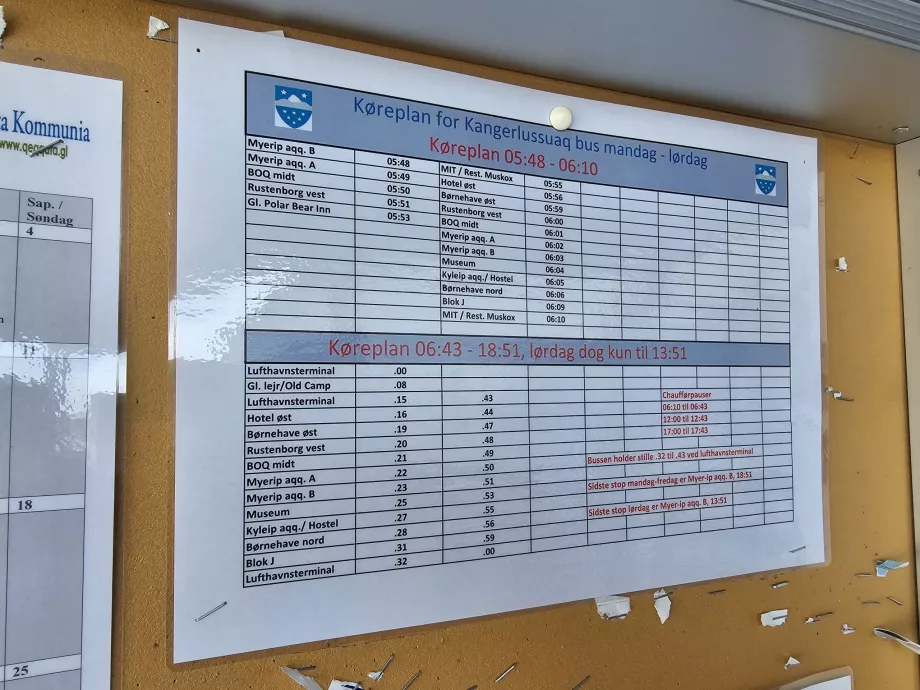 Bus timetable