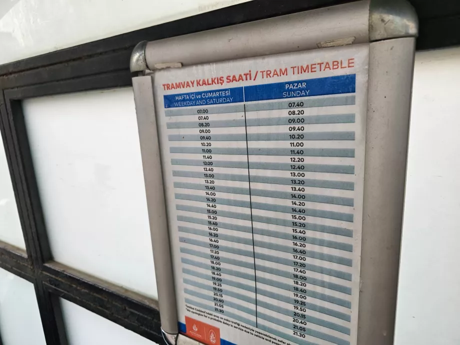 Taksim - Tünel Tram Timetable