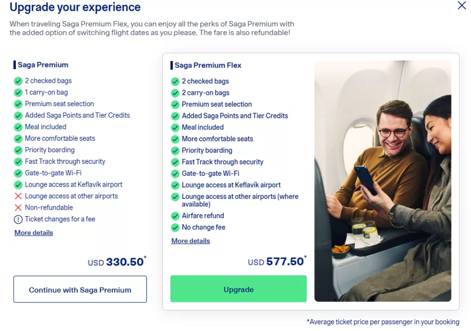 Saga Class fares