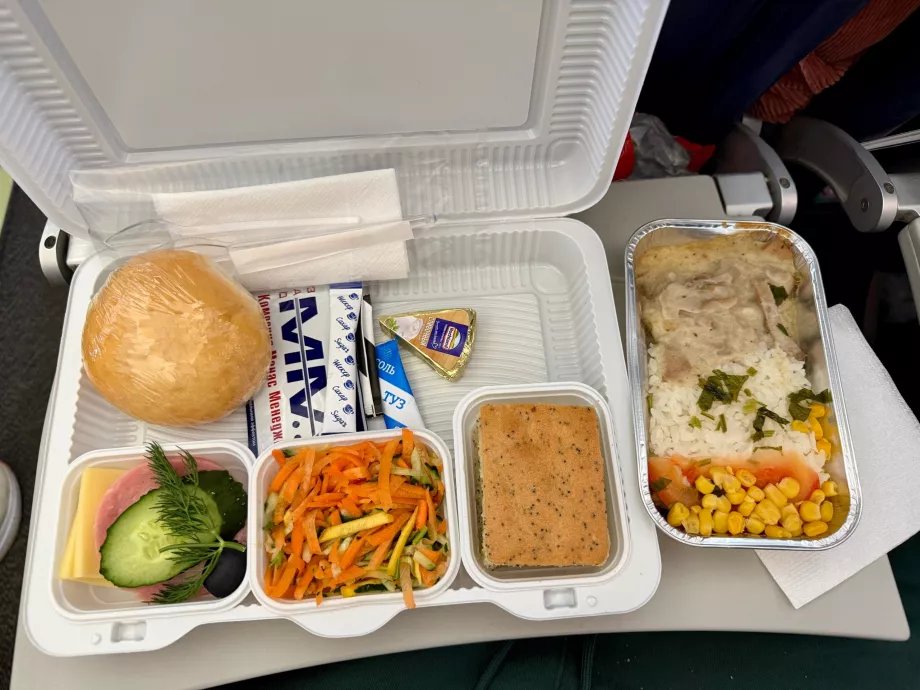 Lunch on board SCAT Airlines