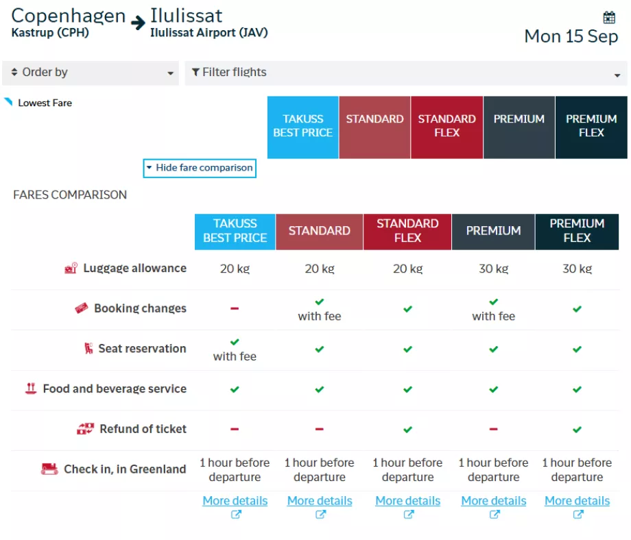 Air Greenland fares