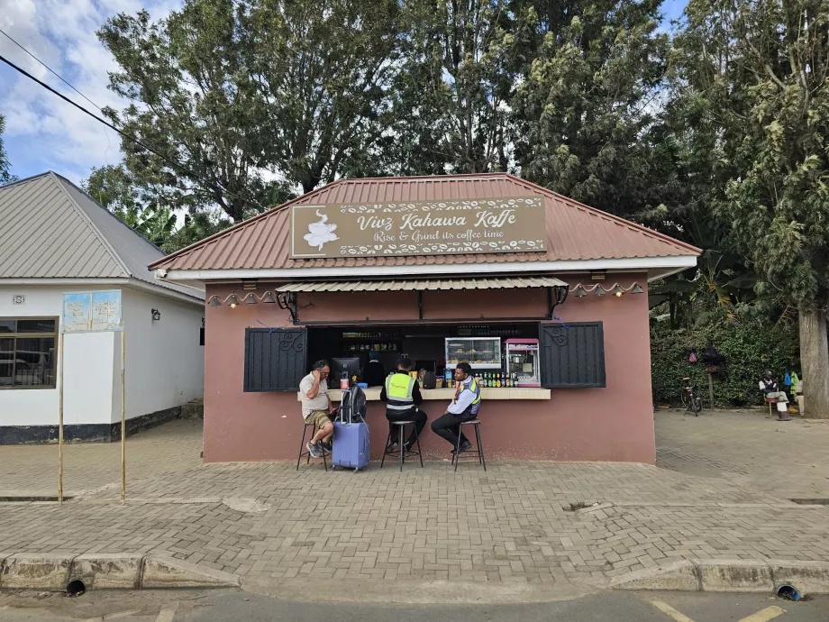Cheap café in front of the departure hall