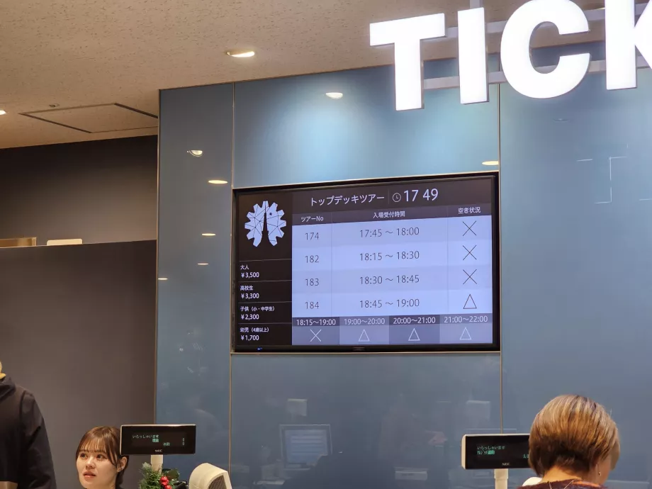 Information about the number of free tickets for the top floor