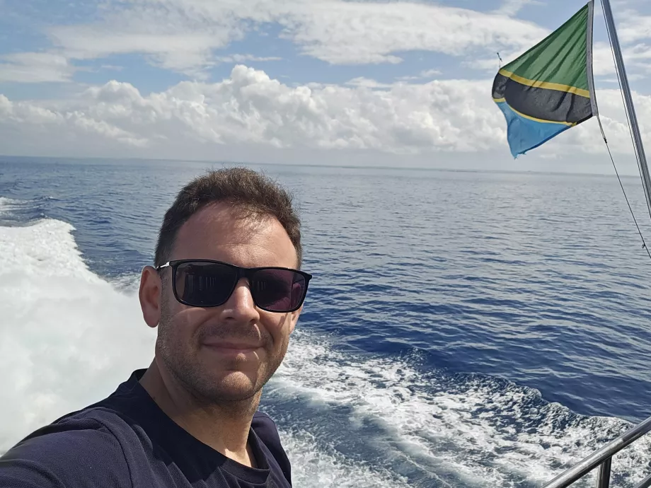 Me on the ferry from Zanzibar to Dar es Salaam