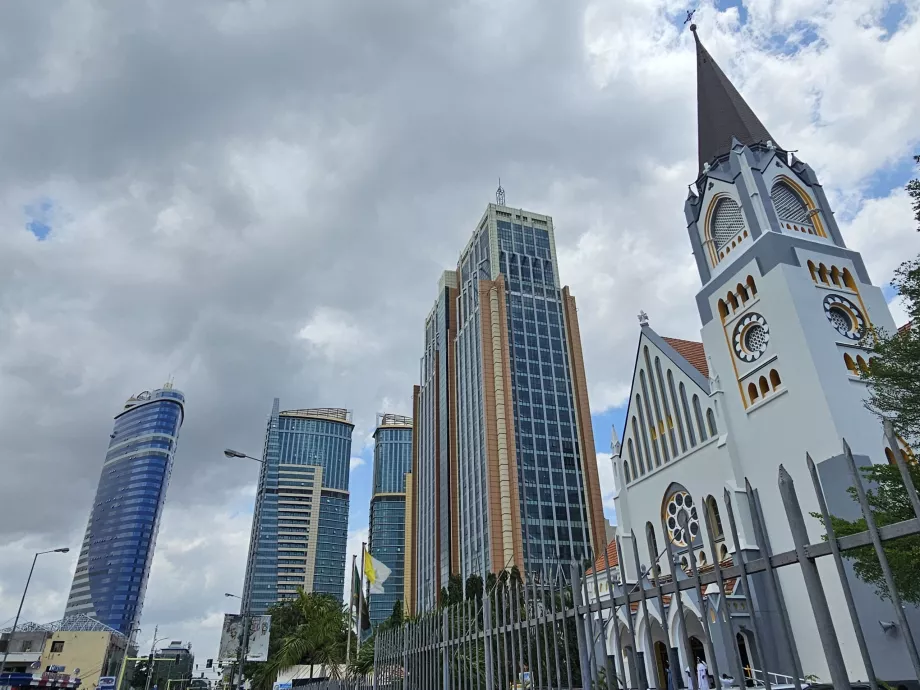 St. Joseph's Cathedral and skyscrapers