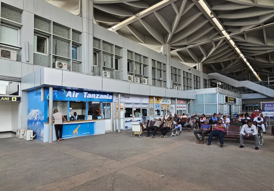 Airline counters in front of the departure hall