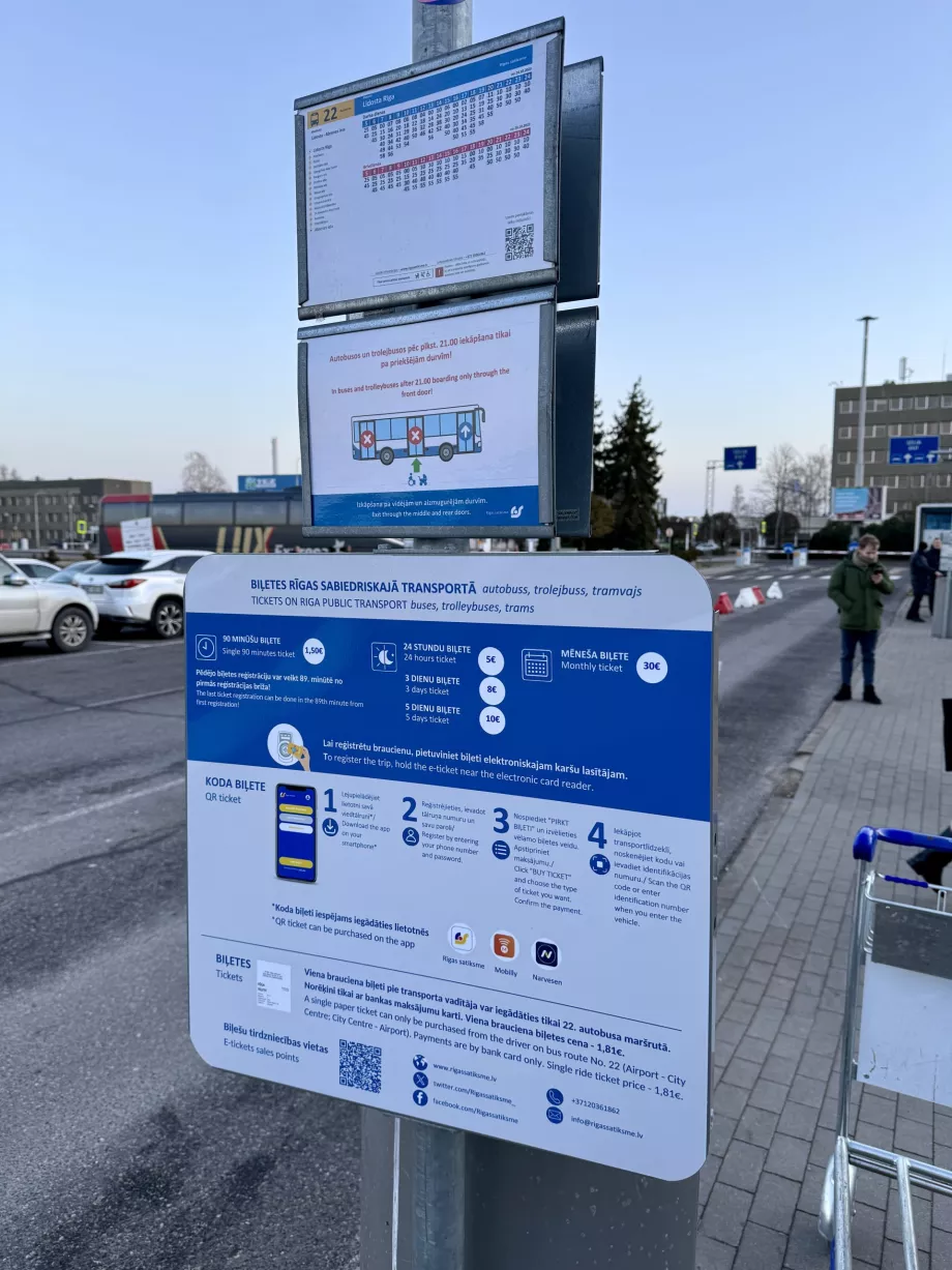 Timetable and app guide at Riga RIX station