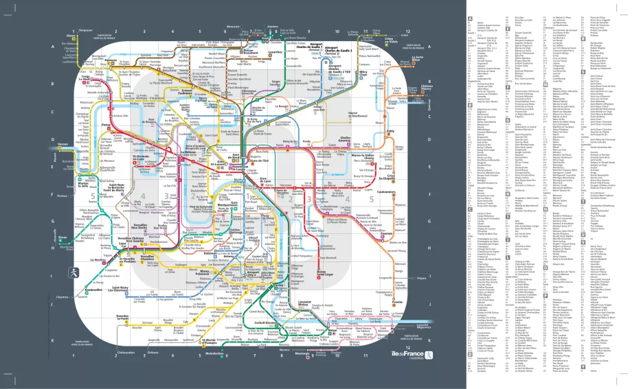 Map of zones in and around Paris