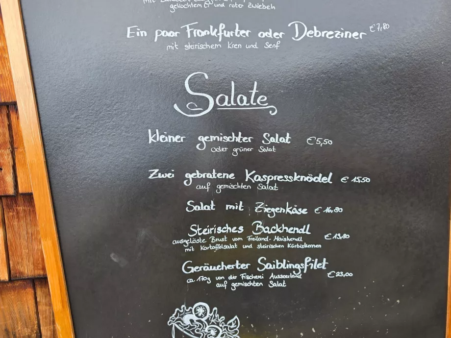 Prices in restaurants