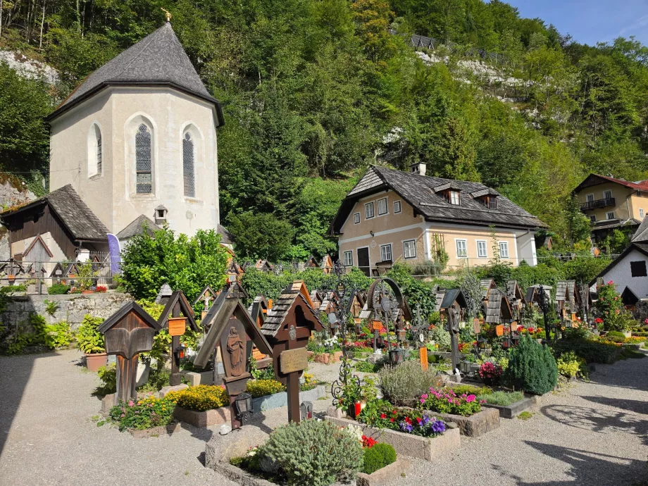 The cemetery in front of the ossuary at the Catholic church