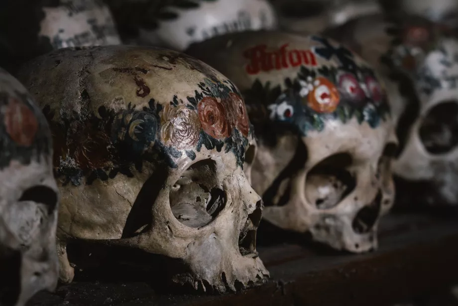 Skulls in the Hallstatt ossuary
