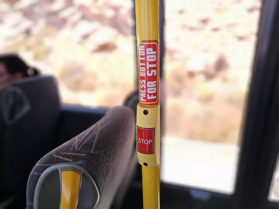 Stop button on KTEL buses
